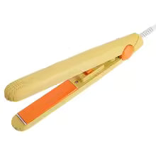 Clarify.pk mini portable hair straightener in gold and orange for easy travel styling