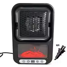 Clarify.pk mini portable room heater in black with digital controls and glowing heating element