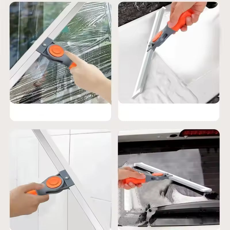 Clarify multi-purpose floor mop with orange handle cleaning windows, tiles, and car surfaces