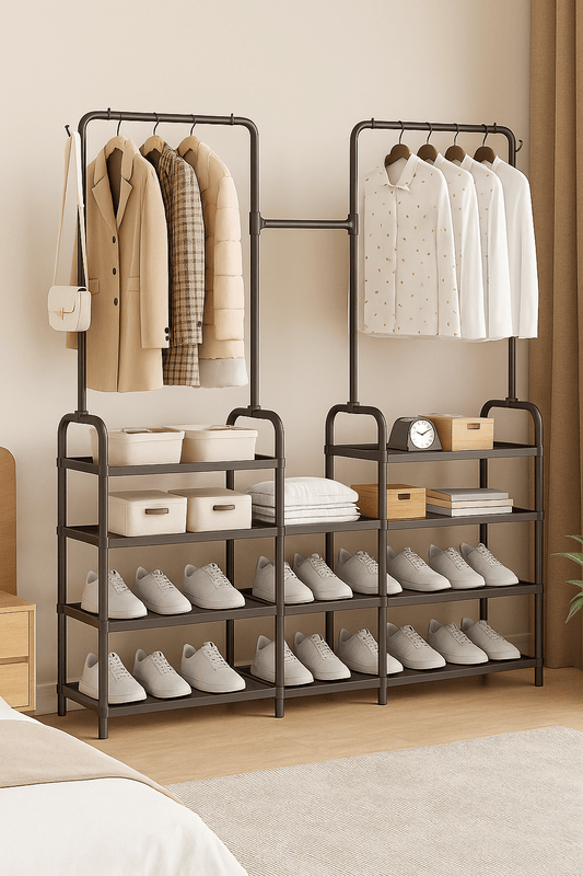 Multi - Purpose Shoe & Clothes Rack – Space - Saving Organizer - Clarify.pk