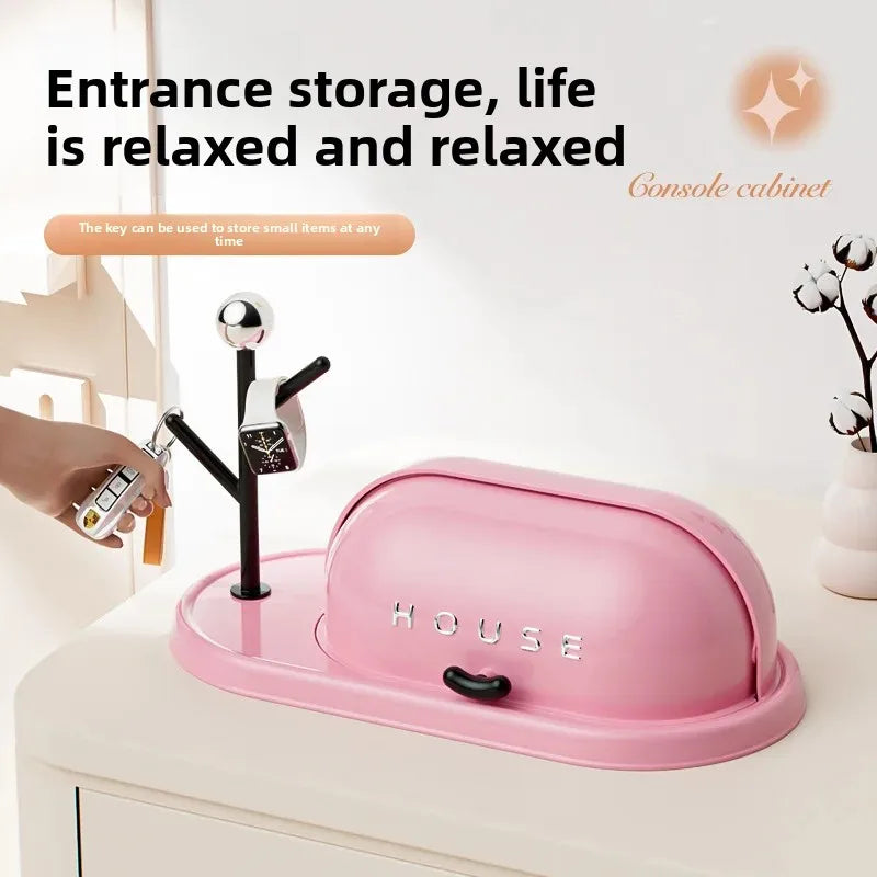 Clarify.pk pink multi-purpose storage rack for home with small item organizer and hooks