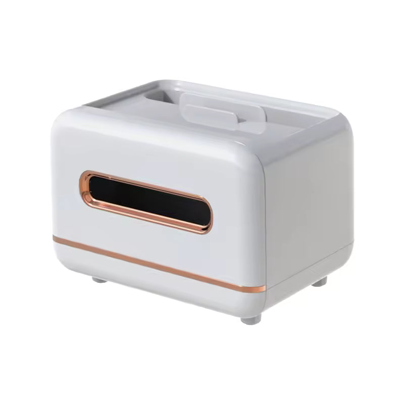 Clarify.pk multifunction desktop organizer in white with rose gold trim and top compartments