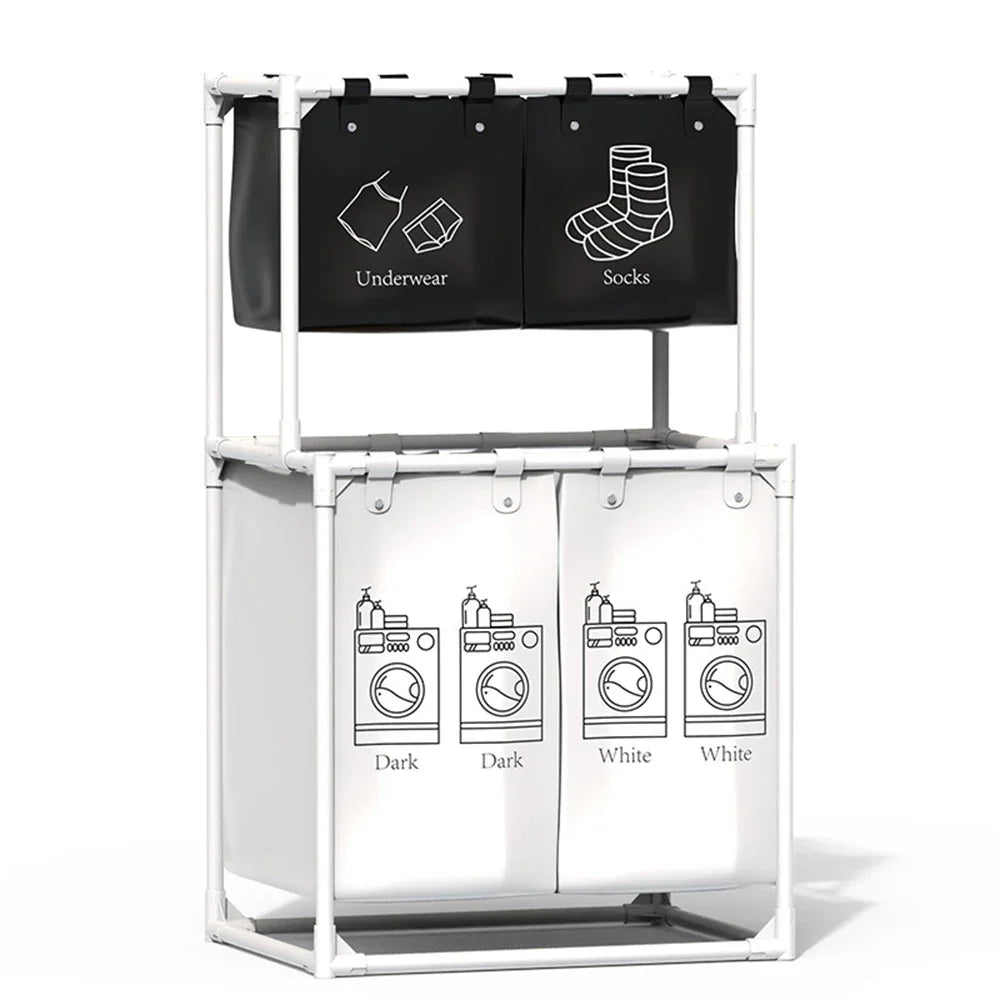 Clarify.pk multifunctional laundry basket with separate compartments for underwear socks dark and white clothes