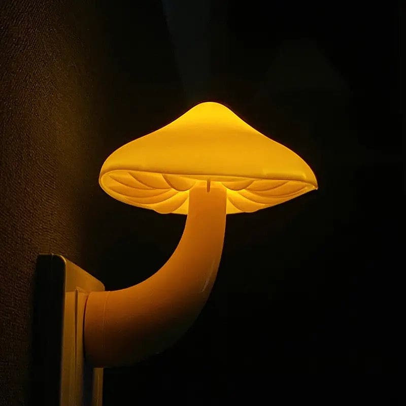 Clarify.pk mushroom night light plug in with warm yellow glow perfect for bedroom or hallway