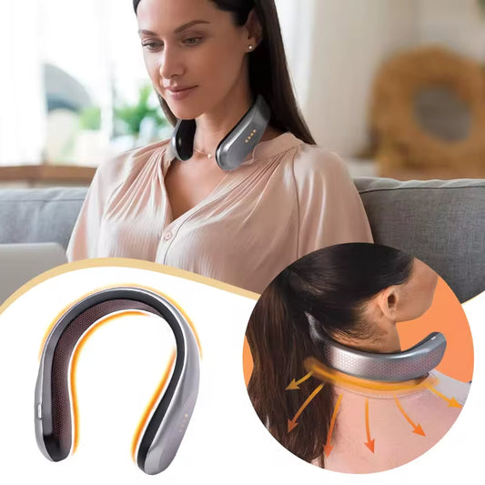 Clarify.pk neck ceramic portable heater worn by woman for soothing neck heat and relaxation