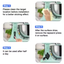 Clarify.pk cable management tool demonstrating cleaning and installation steps for effective use on home surfaces