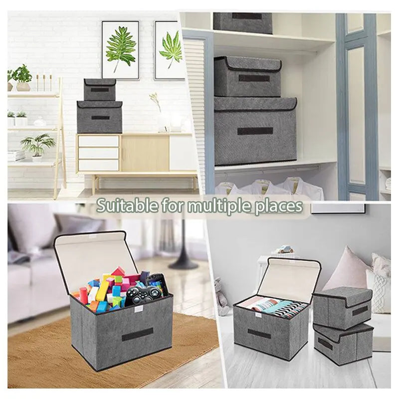Clarify pk non woven storage box set in gray used for organizing toys clothes and household items