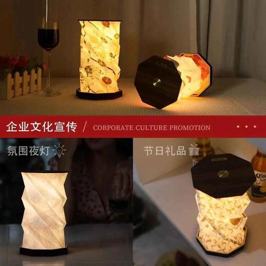 Clarify.pk LED table lamp with floral and origami-inspired design emitting warm ambient light