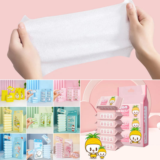 64 pcs New Soft Baby Wet Wipes by Clarify.pk showing soft textured wipe and colorful packaging with cute pineapple character
