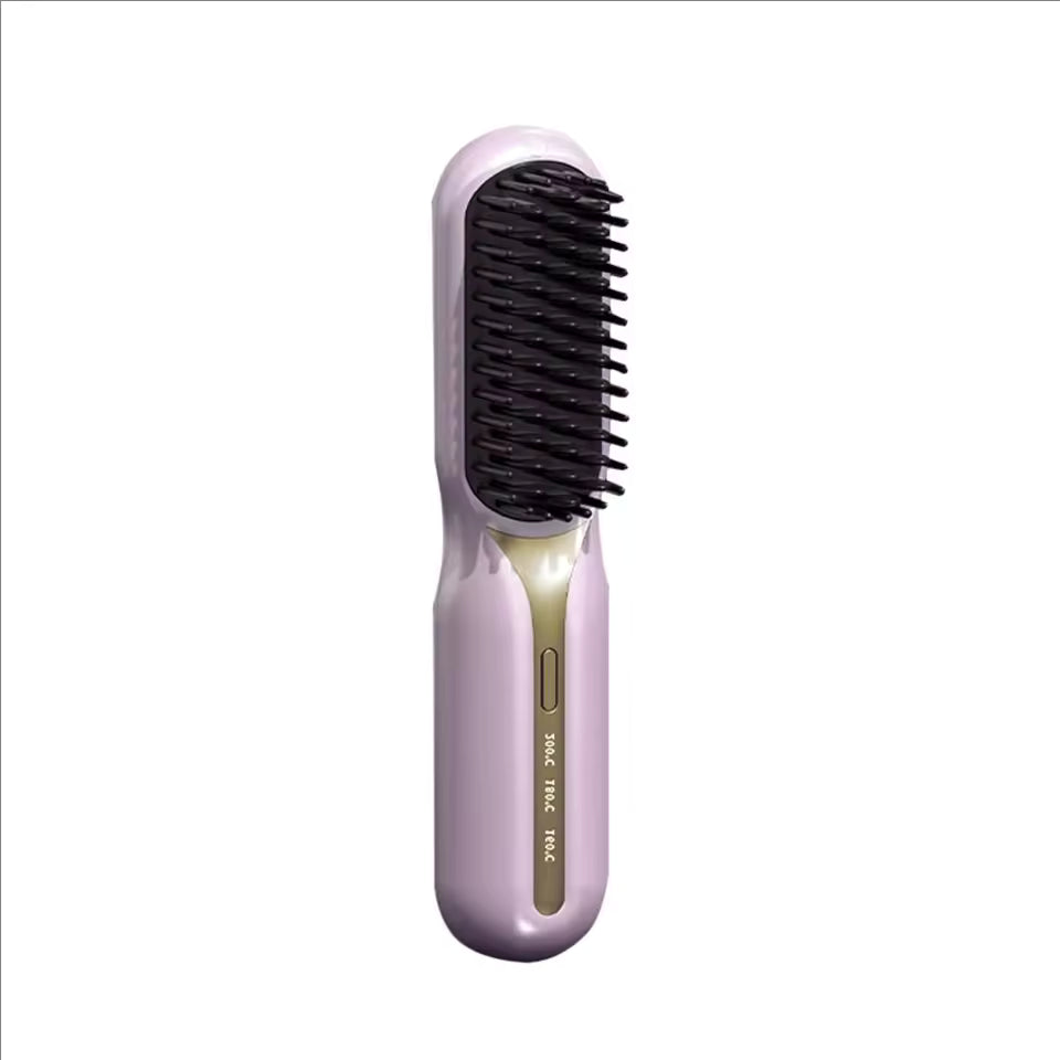 Clarify.pk portable electric hair styling comb in pink and black for easy hair straightening