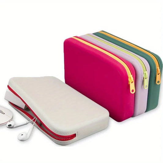 Clarify.pk portable makeup brush organizer set in white, pink, lavender, and green with colorful zippers