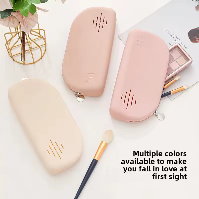 Clarify.pk silicone cosmetic bag in multiple colors portable makeup organizer with zipper closure