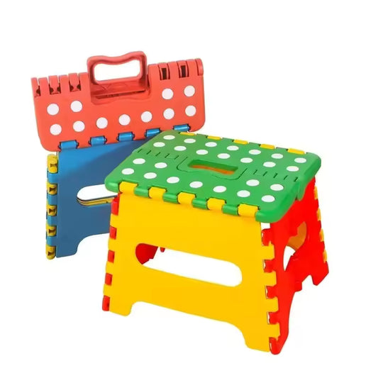 Colorful portable step stool for kids and adults with handle for easy carrying and foldable design