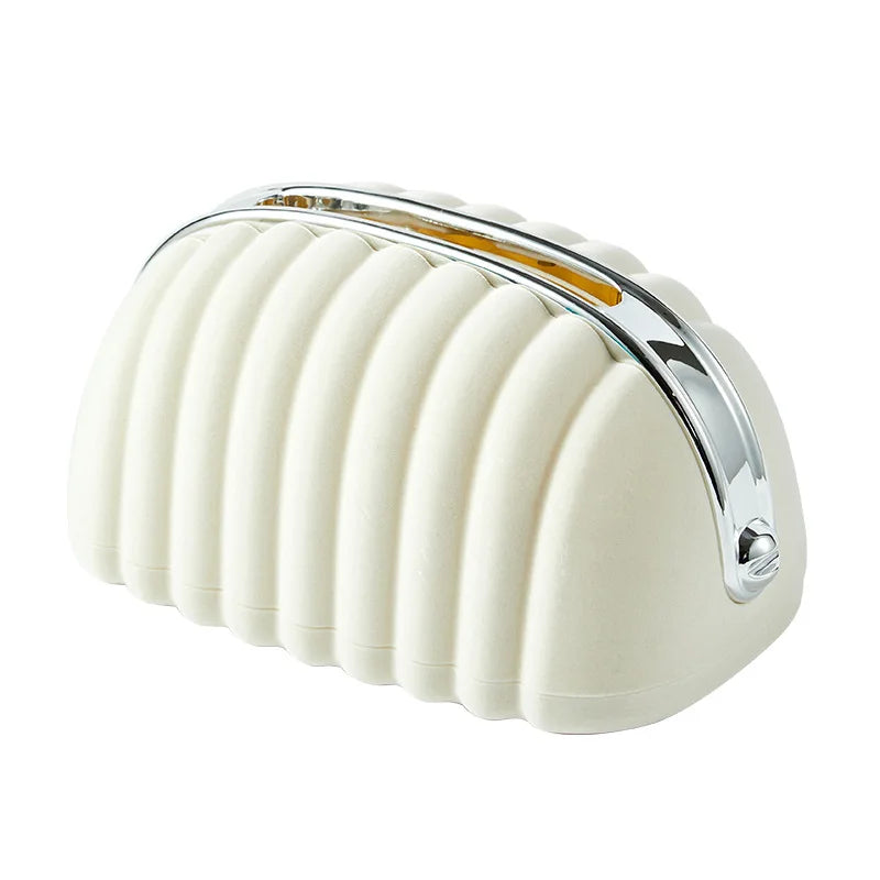 Clarify.pk Premium Plastic Tissue Holder white curved design with chrome handle tissue canister