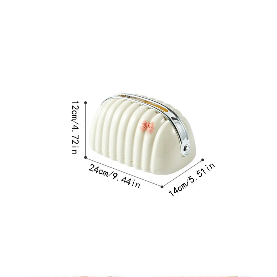 Clarify.pk Premium Plastic Tissue Holder in white with curved design and silver handle measuring 24cm by 14cm by 12cm