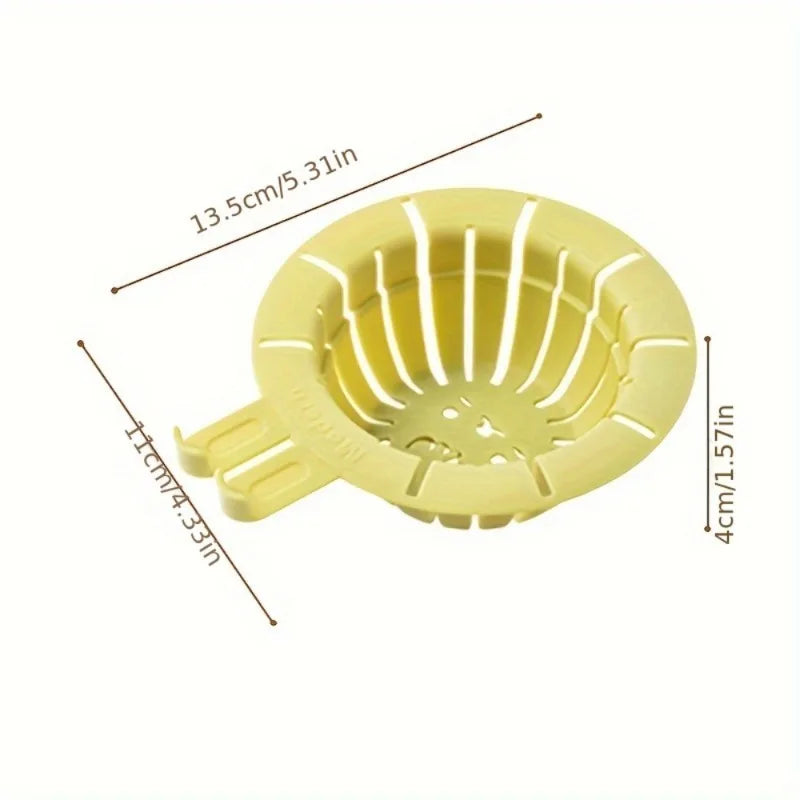 Yellow rabbit drain basket strainer with measurements for sink drain protection