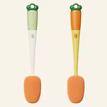 Clarify.pk long handle bottle brush with green and orange handles and soft sponge heads for cleaning bottles