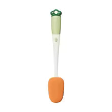 Clarify.pk long handle bottle brush with orange sponge head and green grip for easy cleaning