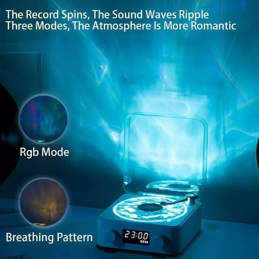 Clarify.pk retro turntable Bluetooth speaker with RGB mode and breathing pattern light effects