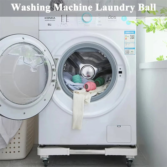 Washing machine with reusable laundry dryer balls inside along with clothes for efficient laundry cleaning