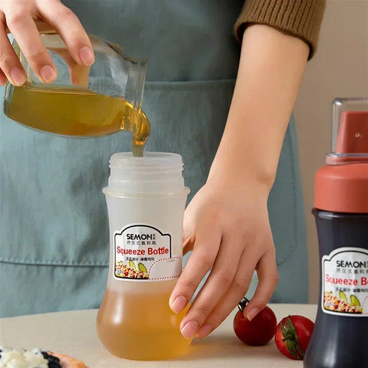 Clarify.pk 350ml sauce squeeze bottle being filled with liquid for easy sauce dispensing