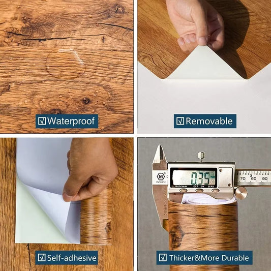 Clarify.pk self adhesive furniture stickers with waterproof, removable, thick, and durable wood grain wallpaper