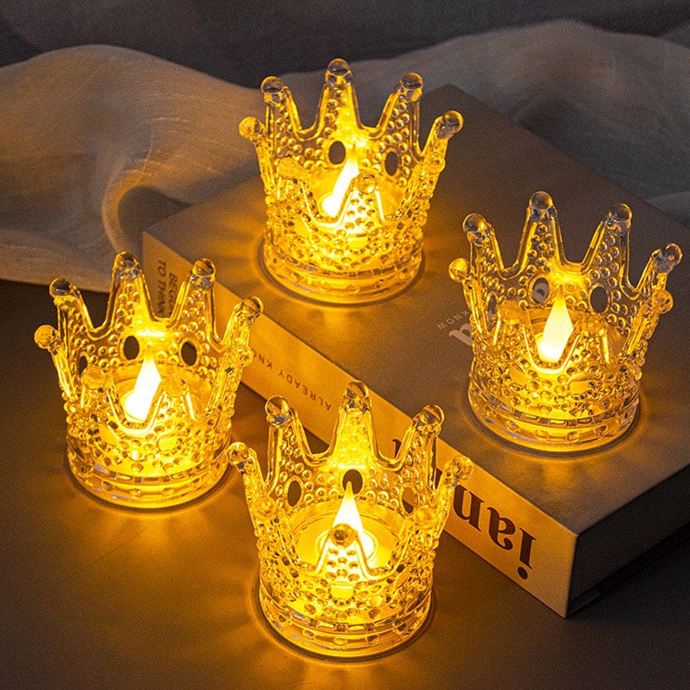 Clarify.pk crown night light decor set of four golden glowing crown-shaped LED night lights