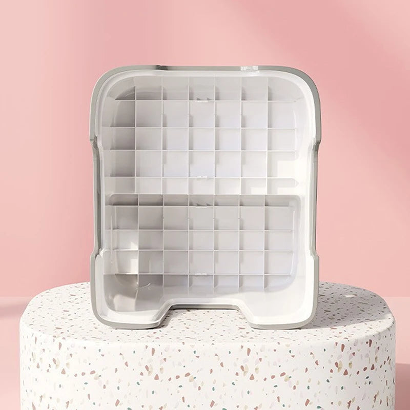 White non-slip step stool for bathroom with grid pattern on surface for secure footing
