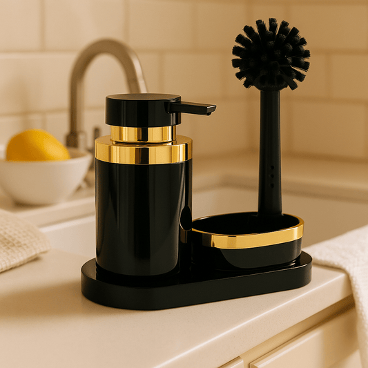 Soap Dispenser with Brush & Holder – Elegant Kitchen & Bathroom Set - Clarify.pk