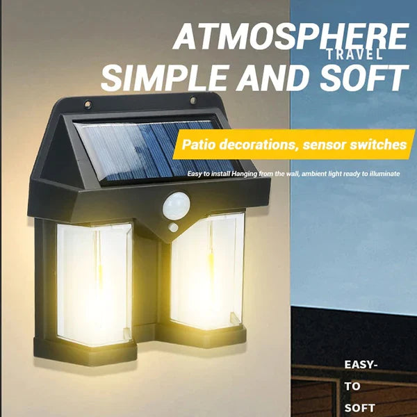 Clarify.pk double head solar wall lamp with sensor switches for patio decoration and ambient lighting