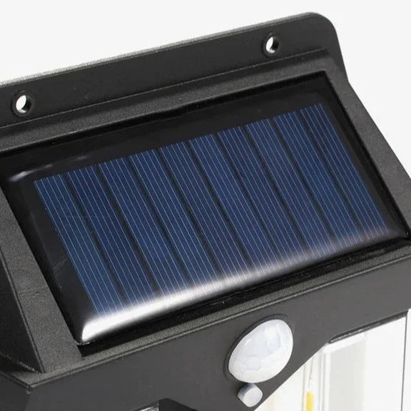 Clarify.pk double head solar wall lamp close-up showing solar panel and motion sensor