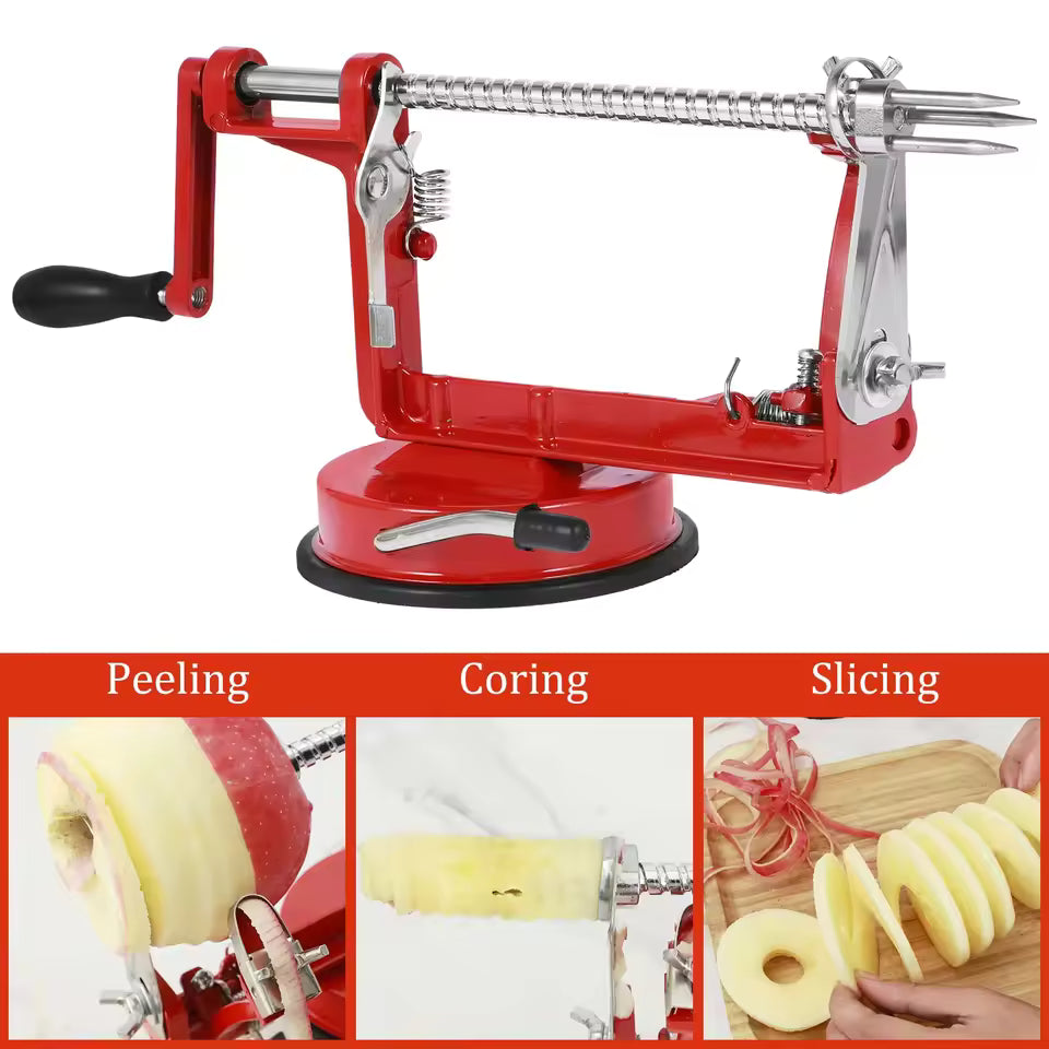 Clarify.pk spiral vegetable slicer manual red hand crank peeler corer and slicer kitchen tool
