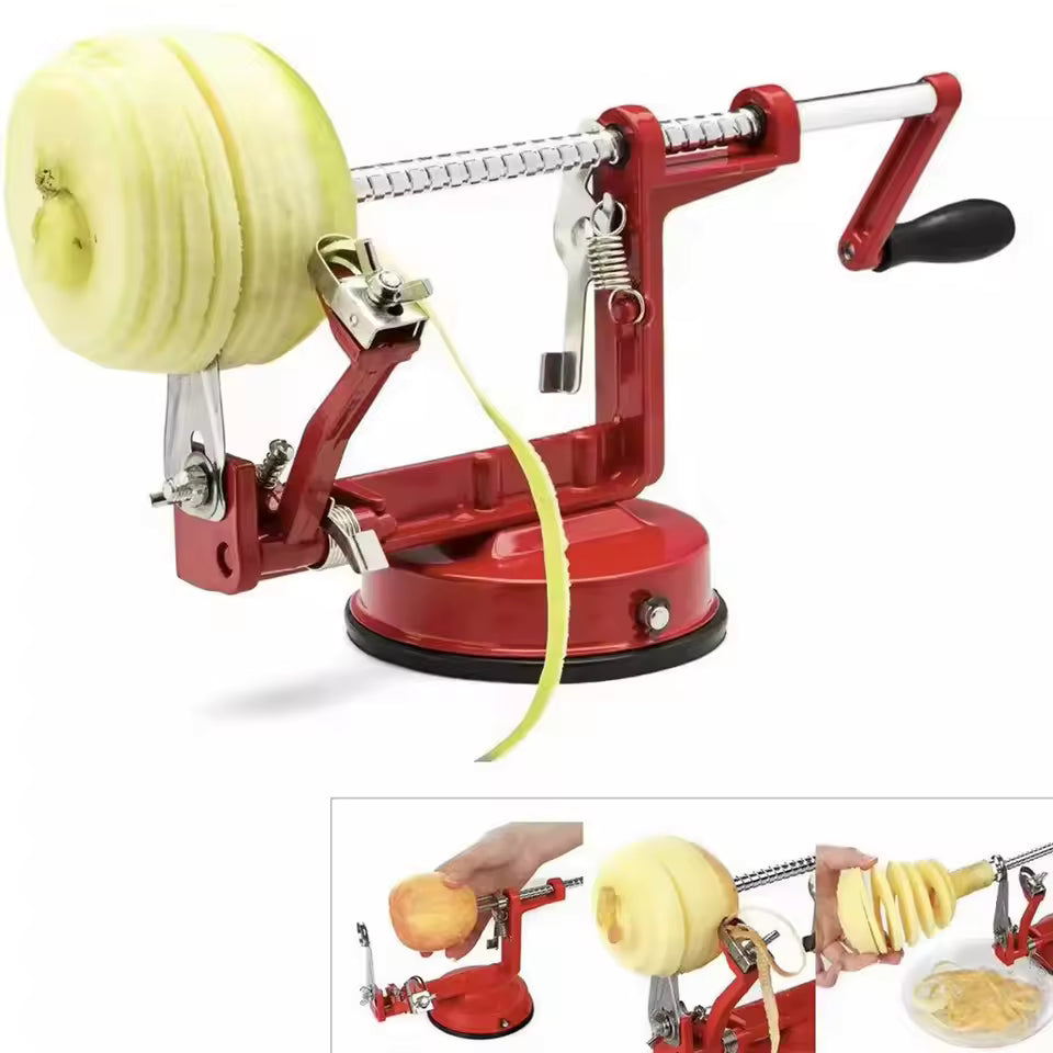 Clarify.pk red spiral vegetable slicer manual for peeling and slicing vegetables with hand crank