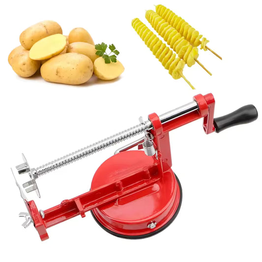 Clarify.pk spiral vegetable slicer manual red hand crank peeler for creating curly potato fries