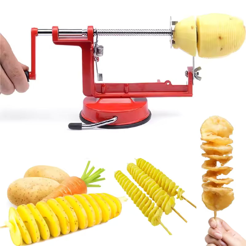 Clarify.pk red spiral vegetable slicer manual with suction base slicing potatoes and corn
