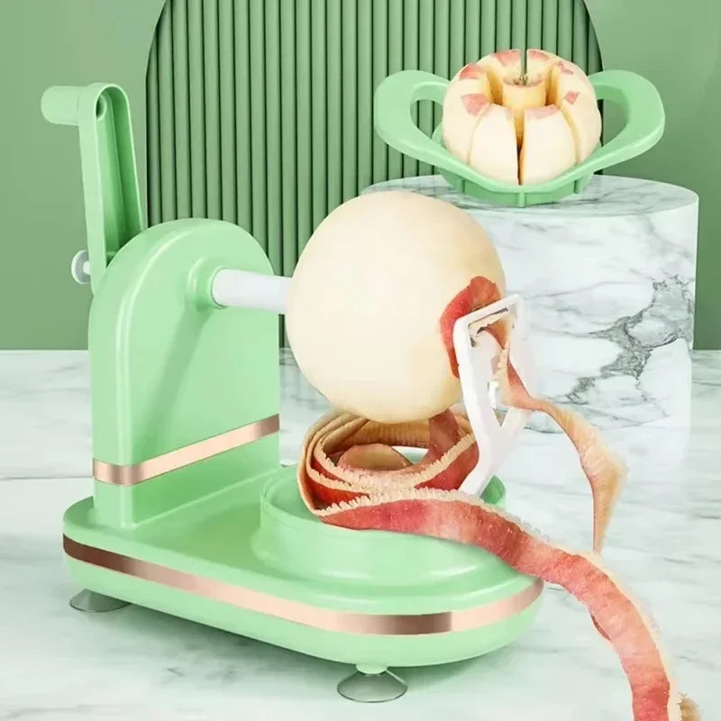 Clarify.pk stainless steel fruit peeler machine in green peeling an apple with adjustable grip and suction base