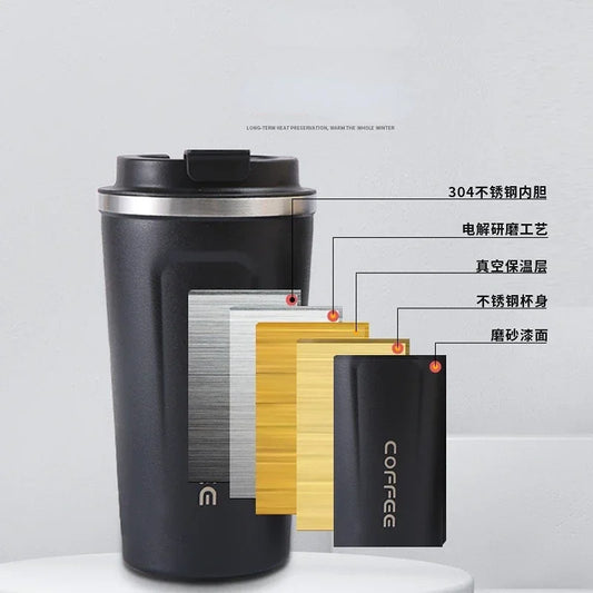 Clarify.pk black stainless steel thermos mug with heat preservation layers for coffee