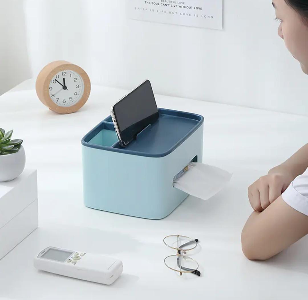 Stylish Tissue Box with Stationery Holder – Multi - Purpose Organizer - Clarify.pk
