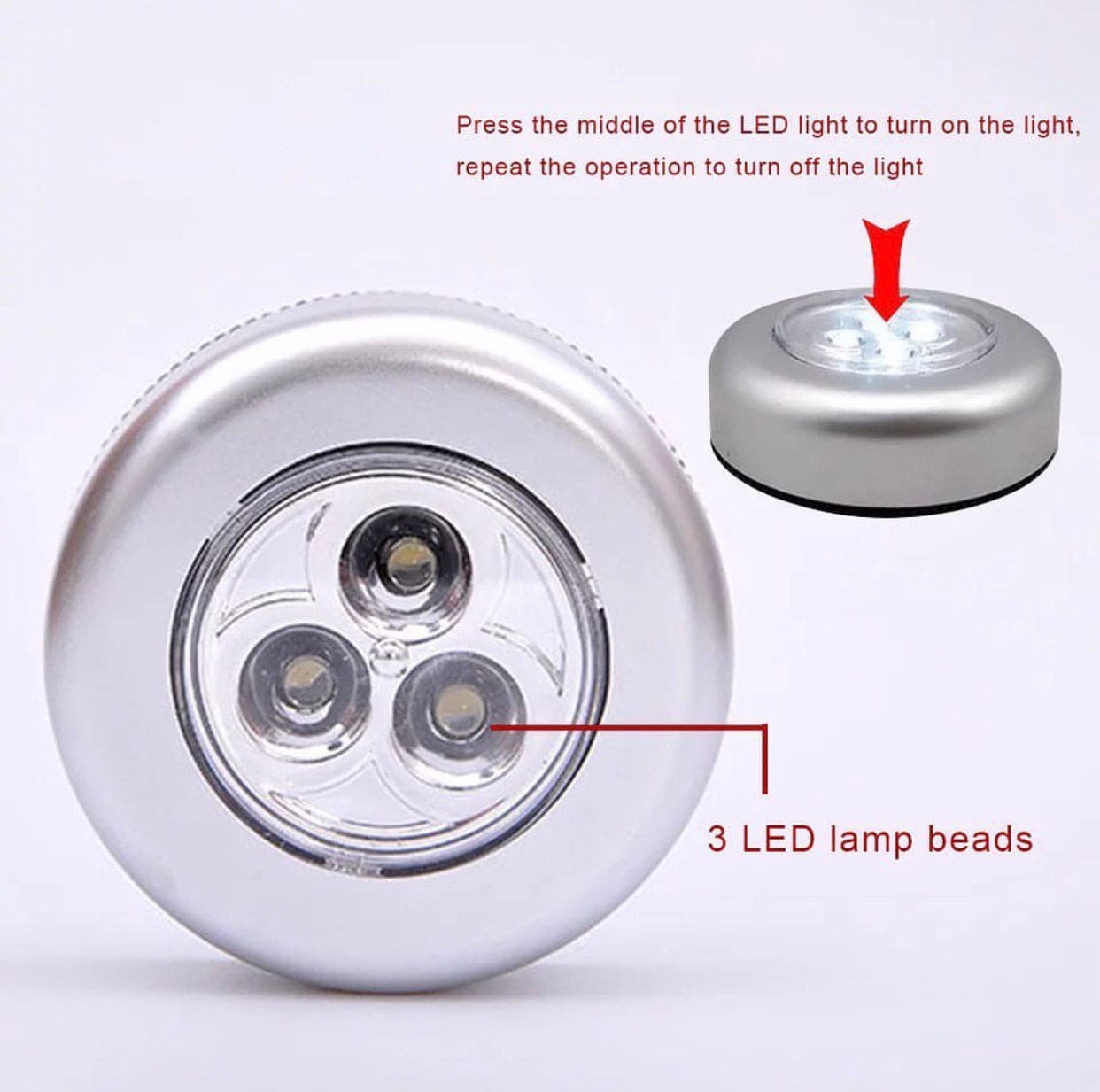 Clarify.pk touch type car reading light with three LED lamp beads and easy press on/off function