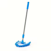 Clarify.pk triangle wall cleaning mop with blue cloth cover and adjustable handle for efficient cleaning