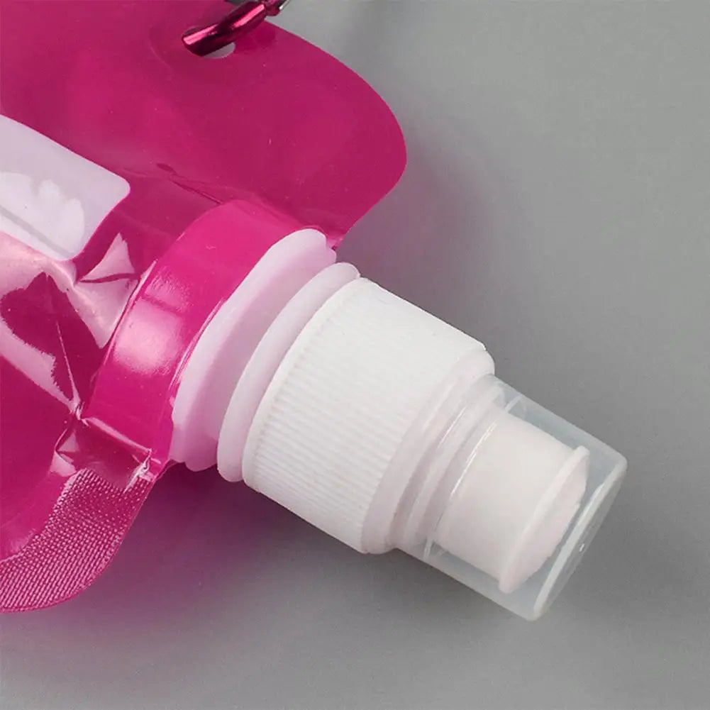 Clarify.pk pink ultralight foldable water container with white cap and clear protective cover