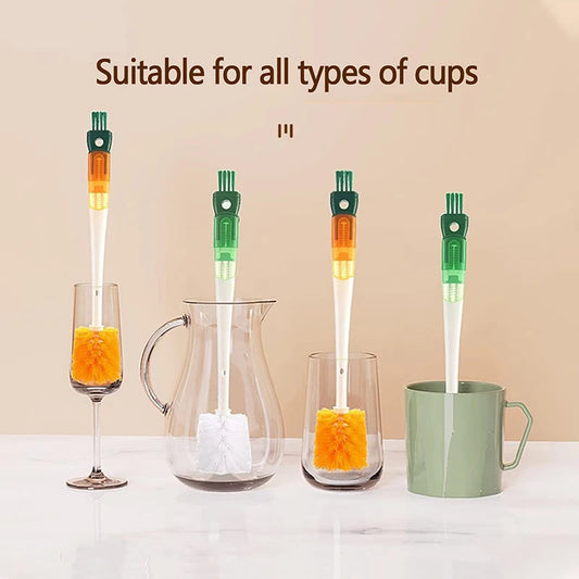Clarify.pk 5 in 1 bottle cleaning brush with multiple brush heads suitable for cleaning various cups and bottles