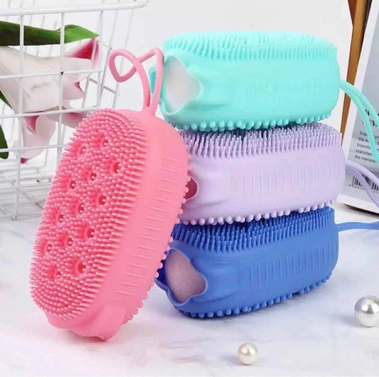 Clarify double sided bubble brush in pink, teal, purple, and blue for gentle exfoliating and cleansing