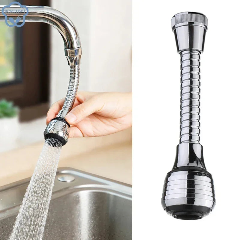 Clarify.pk 360 rotating faucet extender in chrome finish installed on kitchen sink faucet