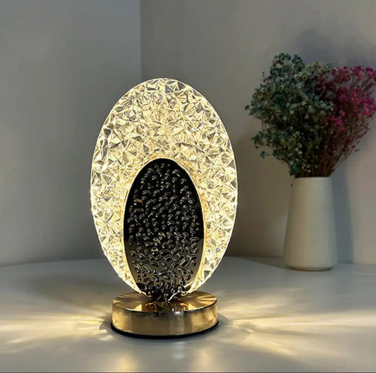 Clarify.pk USB cordless desk lamp with textured oval light design on a round base in warm illumination