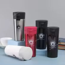 Clarify.pk vacuum insulated coffee thermos flask in silver, red, black, and white colors with secure lids