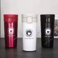 Clarify.pk vacuum insulated coffee thermos flask in red white and black with leak-proof lids
