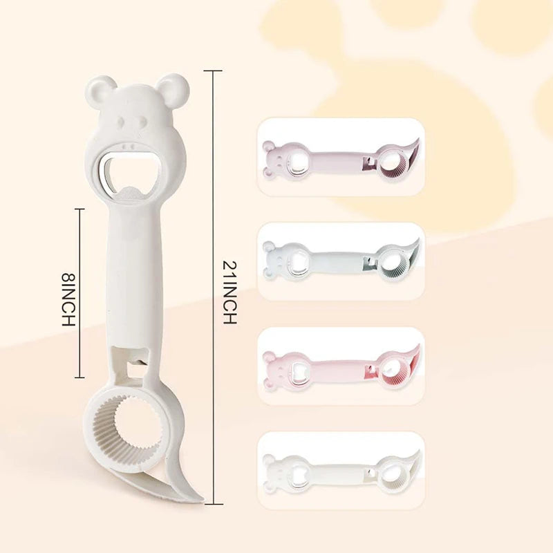 Clarify.pk 4 in 1 can and bottle opener with bear design in multiple pastel colors and size details