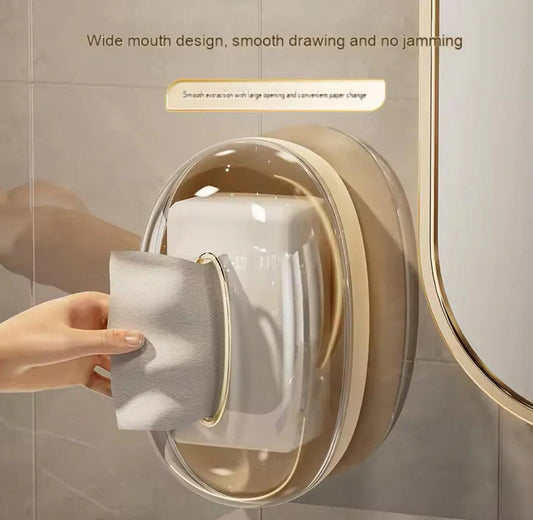 Acrylic tissue box wall-mounted with wide mouth design for smooth paper extraction and no jamming