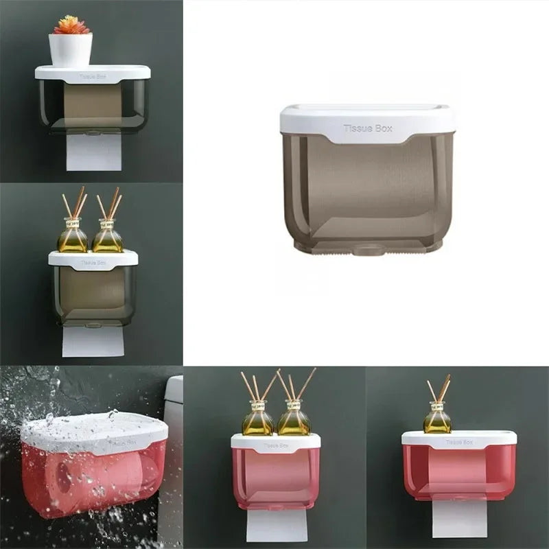 Clarify.pk wall mounted toilet paper holder with storage box and shelf for bathroom essentials